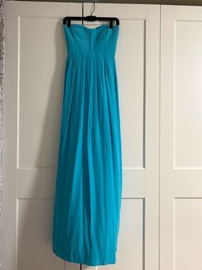 Parker Strapless Turquoise Maxi Gown